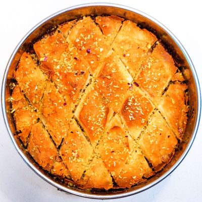 A crisp and flavorful baklava, ready to be consumed