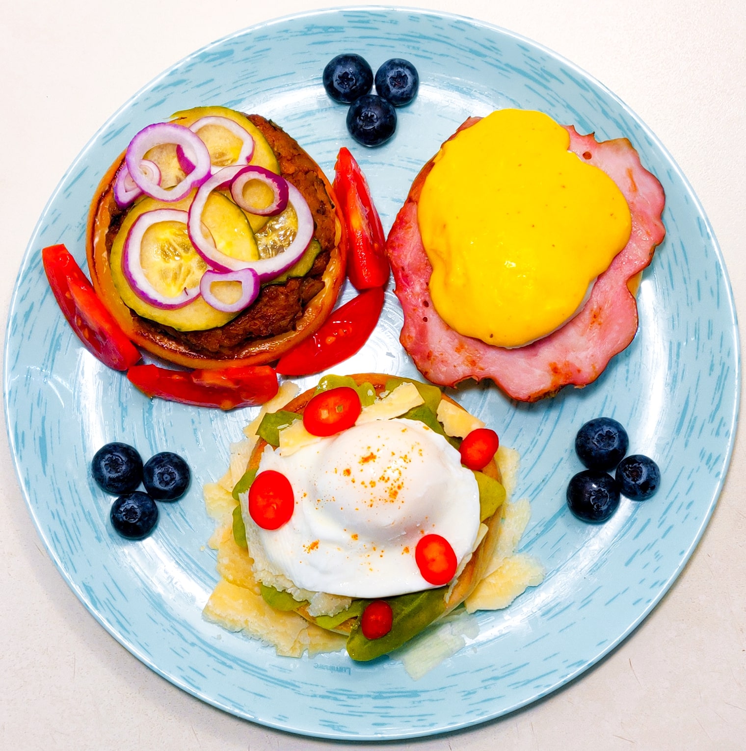 Quick Gluten Free Veggie Burger, Poached & Benedict Eggs